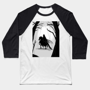 Black rider on a horse | Artprint Baseball T-Shirt